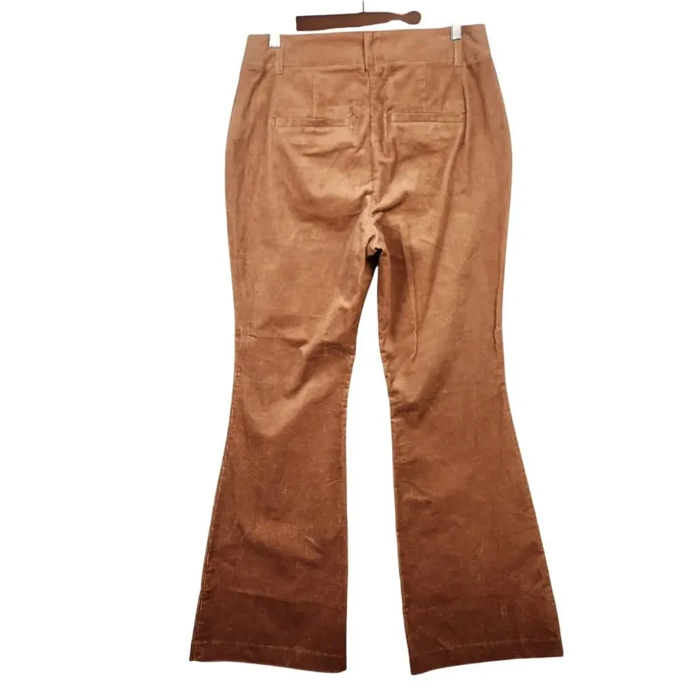 Boden Flare High Rise Corduroy Pants Dark Tan UK 14R US 10R R0180 NWT - Picture 3 of 16